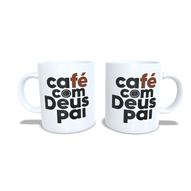 Caneca Personalizada Café com Deus Pai - Porcelana 325ml