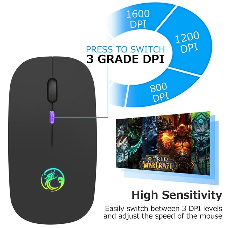 Mouse Wireless Bluetooth RGB Recarregável iMice-Casa Day Ofertas 🔥